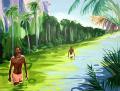 <strong>The Swimming River</strong> 2024, acrylic on canvas, 150 x 180 cm